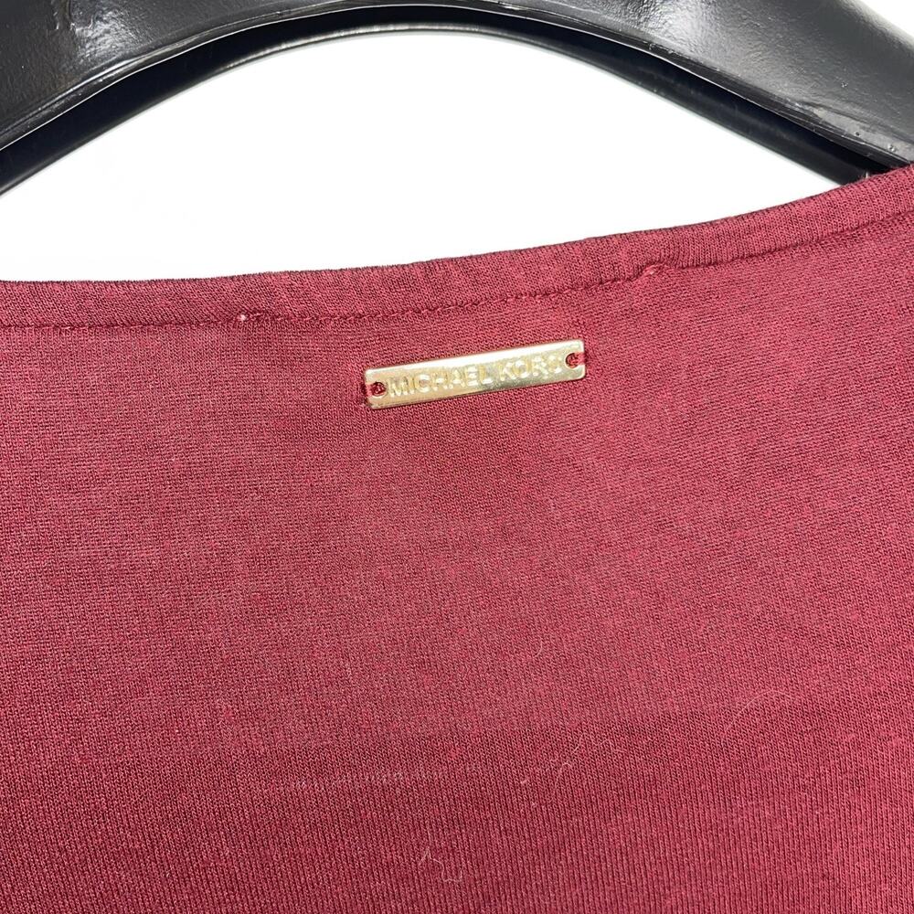 Michael Kors Top Womens Plus 2X Maroon Mixed Media V Neck Long Sleeve Career - Picture 7 of 7